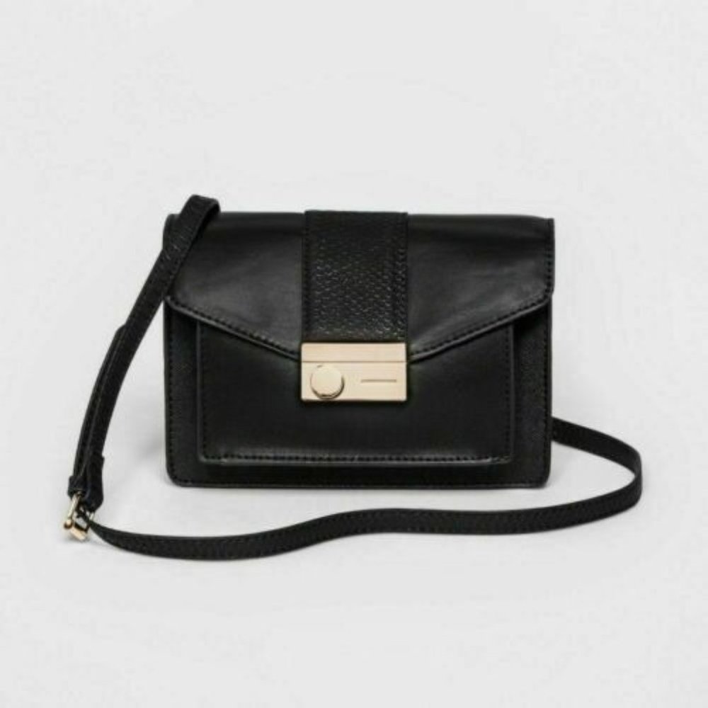Black Crossbody Purse W/ Lock Shoulder Bag